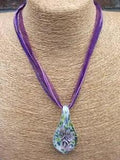 Murano Glass Style Necklace Flower Drop Pendant On String/Stargaze lily/50cm,515