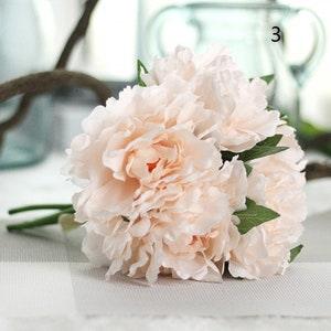 5 Heads Artificial Flower Hydrangea Peony Bridal Bouquet Silk Flower For DIY Home Party Decor with Green leaf Natural Lifelike