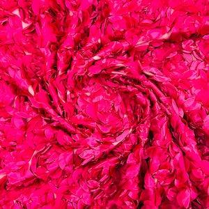 Fuchsia Rosette Fabric 3D Floral Fabric By The Yard, Peony Bouquet Fabric on Mesh, 3D Rosette Satin Fabric Wedding Decor.