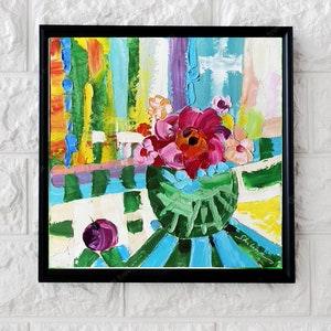 Peonies Oil Painting Flower Original Art Custom Textured Impasto Peony Square Artwork Bouquet 3D Personalized Gift by FusionArtCreation