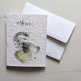 Thank you watercolor green plants on plantable seed paper or watercolor white paper, thank you card, friendship