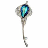 CRYSTAL BLUE LILY FLOWER HIGH QUALITY BROOCH PIN MADE WITH SWAROVSKI ELEMENTS