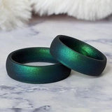 Knot Theory Enchanted Forest Green Silicone Ring, Breathable Flexible Wedding Band, Birthstone Dark Emerald Promise Ring Nature Lover Gift