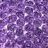 Lavender Rosette Fabric 3D Floral Fabric By The Yard, Peony Bouquet Fabric on Mesh, 3D Rosette Satin Fabric Wedding Decor.