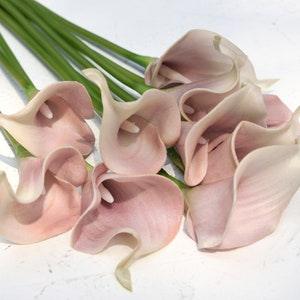 FiveSeasonStuff 10 Stems Real Touch (Light Fuchsia) Calla Lilies Artificial Flower Bouquet, Wedding, Bridal, Party, Home D¡§?cor DIY
