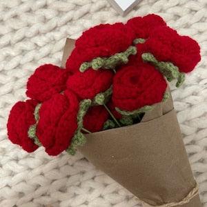 Crochet Forever Flowers Red Roses Bouquet ? handmade crochet amigurumi plush toy