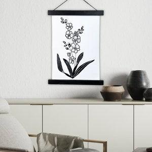 Orchid Wall Art Hanging Canvas Minimalist Black and White Line Art Simple Floral Plant Wall Decor Framed Canvas Painting for Bathroom Decor