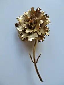 Vintage Giovanni Signed Gold Tone Carnation Flower Brooch Pin
