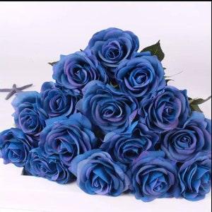 Blue Real Touch Silk Roses/DIY Florals /Wedding decorations /Home decoration/Gifts/ DIY Bouquets/Centrepiece/Supply/Kitchen Decoration