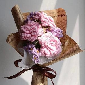 Knitted flowers,rose,handmade yarn flowers gifts for her, Christmas gifts, birthday gifts