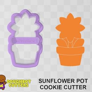 Sunflower Pot Cookie Cutter | dough, fondant or polymer clay cutter |  Various sizes | Shapes for cookies, craft and Jewelry | Spring time