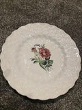 Copeland SPODE England Ranunculus Rose No 11 White Embossed 9??? Dinner Plate Vtg