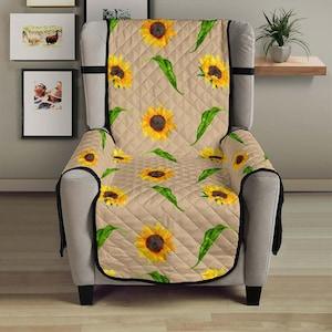 Tan With Rustic Sunflower Pattern 23" Seat Width Armchair Sofa Couch Cover Protector Perfect Farmhouse Home Decor Chair Slip Cover