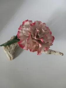 Capodimonte Ceramic Carnation on a tree trunk Made in Italy.