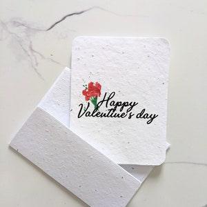 Watercolor roses bouquet happy valentine's day on plantable seed paper or watercolor white paper, happy valentines day, love card