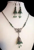 NEW NWT NWB LUCITE LILY NECKLACE EARRINGS SET SWAROVSKI CRYSTALS OPTIONAL COLORS
