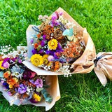 Dried Flower Bouquet, Dry Floral Arrangement, Purple, Pink, Yellow, Lavender, Eucalyptus, Gypsophila, Colorful Handmade Beautiful Bouquet,