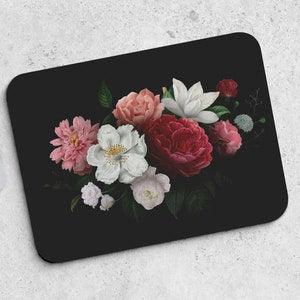 Mouse Pad Peony Bouquet Mousepad Office Decor Desk Accessories Black Roses Mousepad Gift Coworker Boss Custom Mat A374