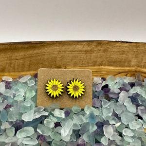 Sunflower Stud Earrings/Flower Earrings/Gifts for Her/Gifts for Mom/Wood Earrings