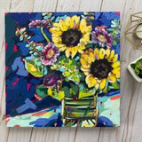 Original Sunflowers Painting, Art 12 x 12 Inches
