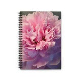 Peony spiral notebook with ruled lines, pink floral cover