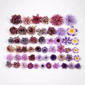 53Pcs/Pack Artificial Silk Flower Head Combo Set DIY Material Accent Accessories