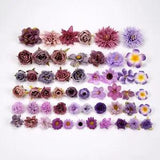 53Pcs/Pack Artificial Silk Flower Head Combo Set DIY Material Accent Accessories