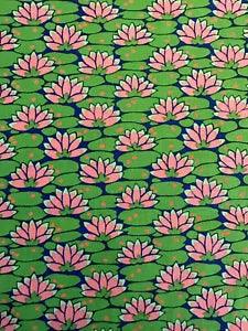 SNOW LEOPARD DESIGNS JACOBS TEMPLE GARDEN LILY POND FLORAL FABRIC 1/2 YD