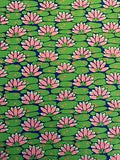 SNOW LEOPARD DESIGNS JACOBS TEMPLE GARDEN LILY POND FLORAL FABRIC 1/2 YD