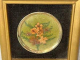 Vtg Miniature Hopkins Designs framed Real Virginia Flowers 4.25" sq.
