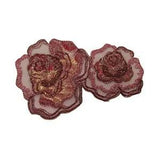 ID 6669 Red Rose Blossoms Patch Carnation Flower Embroidered Iron On Applique