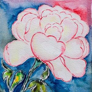 peonies watercolor original painting flower wall art bedroom decor
