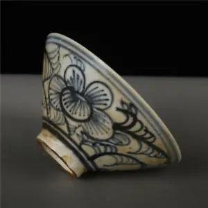 4.72" Chinese Blue and White Porcelain Qing Peony Flower Design Bowl Decor Gift