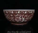 16.2 " Old Chinese Underglaze Red Porcelain Dynasty Peony Flower Pattern Bowl