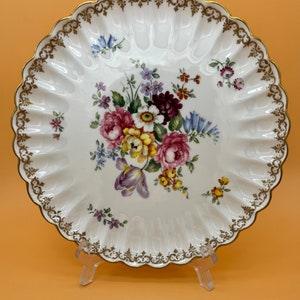 Vintage Crown Staffordshire ?¡ãEngland??s Bouquet?¡À Scalloped Cookie/Cake Plate. Made in England.