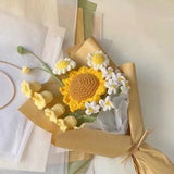 Crochet Sunflower,Knitted Rose,Gift,Handmade Craft,Gift for Friend, Artificial Flower,Crochet Bouquet,Never Die Flower,Personalized Gift