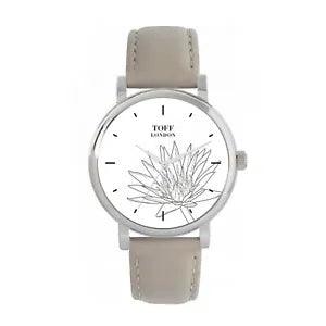 Toff London TLWS-89303 Ladies Grey Water Lilies Flower Watch
