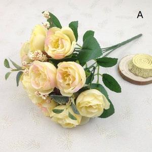 10head/bouquet Artificial silk flower small tea bud simulation romantic tea rose silk flower Wedding home Decoration Fake flower