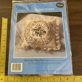 1994 Candamar  Designs Embroidery Crewel Pillow Kit #80225- Lily of the Valley