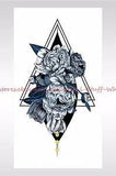 under ear neck face triangle peony flower 8.25" temporary tattoo