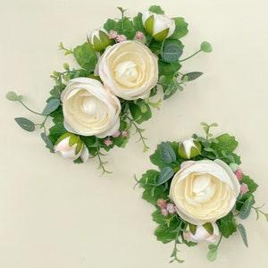 Ranunculus cake topper Wedding cake decoration Ivory  and faux greenery decoration for cake Wedding accessories Magaela Bridal cake Party