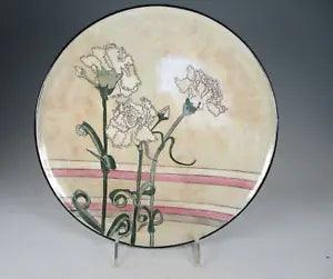 Vintage Mary Doezema Michigan Artist CARNATION Flower Lusterware Wall Art Plate
