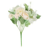 7 Branch Artificial Silk Peony Hydrangea Fake Flower with Stem, White