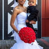 Real Touch Rose 14" Red Bouquet W/ diamond Rhinestones