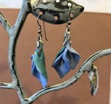 Marbled Purple Polymer Lily  Drop Earrings