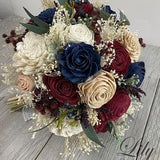 Wedding Bouquet, Bridal Bouquet, Sola Flower, Wedding Flower, Wooden Flower, Burgundy, Navy, Blush, Rustic, Boho, Lily of Angeles