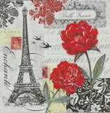 TWO Individual Napkins Paris Peonies Flowers Lunch for Decoupage (1102)