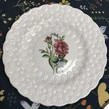 Copeland SPODE England Ranunculus Rose No 11 White Embossed Flower Plate Vtg