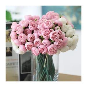 Artificial Peony Bouquet 11 inches tall \ Bouquet with 27 heads of Artificial Peony Flowers \ Home Decoration \ Wedding Decoration Crafting