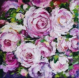 original oil painting Peony pink garden flowers artwork Floral wall art 12*12 in